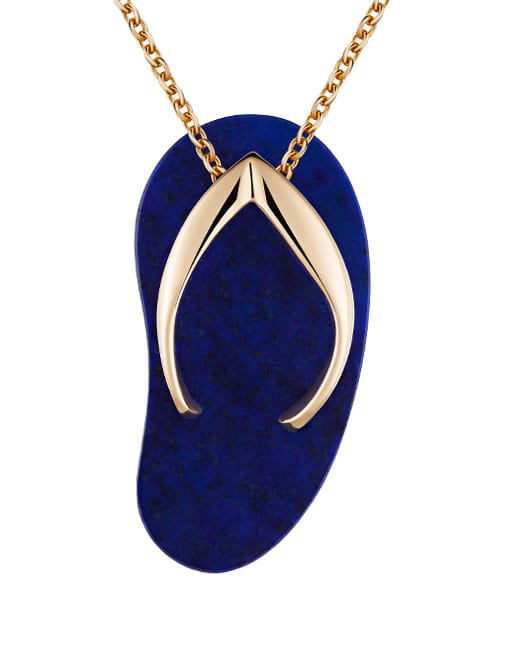 Flip Flop Pendant handmade with Lapiz Lazuli Gem stone and 18kt gold